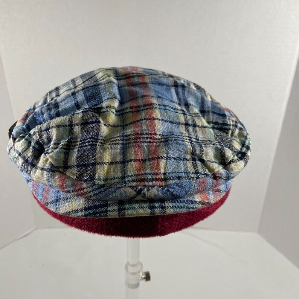 Janie And Jack Baby 6-12 Months Plaid Newsboy Cap Blue Linen Cotton Hat